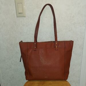 Fossil Brown Leather Tote Bag Classic Design